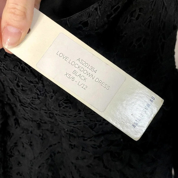 Asilio Black Love Lockdown Lace Flutter Sleeve Turtleneck Cocktail Dress - Picture 8 of 11